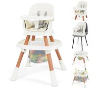 RELAX4LIFE 16 en 1 Trona Evolutiva Bebé con Altura Ajustable, Asiento Giratorio 360°, Mesa Doble Cara y Arnés de Seguridad, Trona Bebé con Bandeja Ajustable, Silla Alta para Niños 6-36 Meses (Rosa)