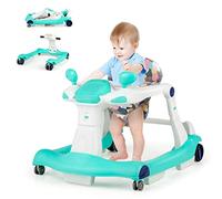 RELAX4LIFE 2 en 1 Andador Plegable para Bebé de 6-18 Meses, Primeros Pasos para Niños con Altura y Velocidad Ajustables, Andador con Música y Luz, Cojín Extraíble y Lavable, Carga 15 kg (Verde)