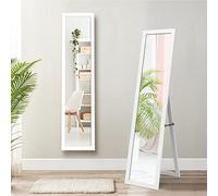 RELAX4LIFE 2 en 1 Espejo de Cuerpo Entero, Espejo de Pie y Espejo de Pared con Ángulo Ajustable, Espejo de Armario con Marco de Madera para Dormitorio y Salón, 155x37cm (Blanco)