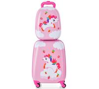 RELAX4LIFE 2 en 1 Juego de Maleta Infantil de 2 Piezas, Equipaje+Mochila con 4 Ruedas Giratorias, Mango Retráctil, Doble Cremallera y Película PC, Maletas de Viaje Infantiles, Regalo Niños (Modelo 1)
