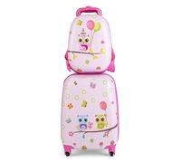 RELAX4LIFE 2 en 1 Juego de Maleta Infantil de 2 Piezas, Equipaje+Mochila con 4 Ruedas Giratorias, Mango Retráctil, Doble Cremallera y Película PC, Maletas de Viaje Infantiles, Regalo Niños (Modelo 3)