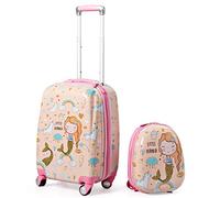 RELAX4LIFE 2 en 1 Juego de Maleta Infantil de 2 Piezas, Equipaje+Mochila con 4 Ruedas Giratorias, Mango Retráctil, Doble Cremallera y Película PC, Maletas de Viaje Infantiles, Regalo Niños (Modelo 4)