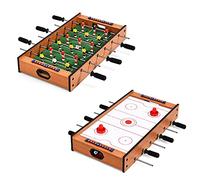 RELAX4LIFE 2 en 1 Mesa de Futbolín y Air Hockey con 2 Pelotas, 2 Discos, 2 Empujadores, 6 Asas, 18 Jugadores y 2 Marcadores, Futbolín para Niños y Adultos, Juegos de Mesa para Bar y Salón, 69x36x10cm