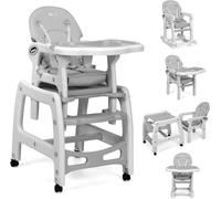 RELAX4LIFE 5 en 1 Trona Evolutiva Bebe con 4 Ruedas Bloqueables, Doble Bandeja Extraíble, Respaldo Ajustable y Cinturón de Seguridad, Trona Portátil para Niños de 6-36 Meses, Carga 20kg (Gris)