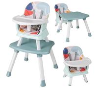 RELAX4LIFE 6 en 1 Trona Bebé con Arnes de 5 Puntos y Cojín Desmontables, Tronas de Bebe Portátil con Bandeja Ajustable y Extraíble, Mesa y Silla Infantil para Niños 6+ Meses, Carga 25kg (Turquesa)
