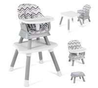 RELAX4LIFE 6 en 1 Trona Bebé con Arnes de 5 Puntos y Cojín Desmontables, Tronas de Bebe Portátil con Bandeja Ajustable y Extraíble, Mesa y Silla Infantil para Niños 6+ Meses, Carga 25kg (Ondas)