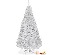 RELAX4LIFE Árbol de Navidad Artificial Blanco 150/180/210/240 cm, Arvore de Natal de PVC con Soporte de Metal, Árbol de Navidad Decorativo para Salón, Jardín, Tienda y Oficina (150 cm, 350 Ramas)