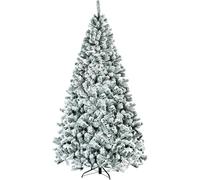RELAX4LIFE Árbol de Navidad Nevado con 600/1010 Ramas de PVC Ignífugas, Árbol de Navidad Plegable con Nieve y Soporte de Metal, Arvore de Natal para Hogar, Tiendas, Oficinas (225 cm)