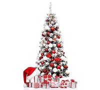 RELAX4LIFE Árbol de Navidad Nevado de PVC con Soporte Plegable de Metal y Ramas Flexible, Arvore de Natal de Interior y Exterior para Hogar, Tienda, Oficina (140 cm)