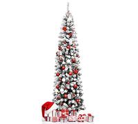 RELAX4LIFE Árbol de Navidad Nevado de PVC con Soporte Plegable de Metal y Ramas Flexible, Arvore de Natal de Interior y Exterior para Hogar, Tienda, Oficina (225 cm)