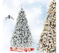 RELAX4LIFE Árbol de Navidad Nevado de PVC Ignífugo con 250/450 Luces LED Cálidas, Árbol de Navidad con Nieve, Base de Metal, Arvore de Natal Automático para Casa/Oficina/Tienda (180cm, 600 Ramas)