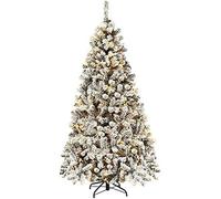RELAX4LIFE Árbol de Navidad Nevado de PVC Ignífugo con 250/450 Luces LED Cálidas, Árbol de Navidad con Nieve, Base de Metal, Arvore de Natal Automático para Casa/Oficina/Tienda (225cm, 1010 Ramas)