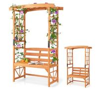 RELAX4LIFE Arco de rosas con banco, 120 x 58 x 189 cm, banco de jardín de 2 plazas, banco con enrejado, ayuda para plantas trepadoras y adornos, arco de jardín, arco de jardín, arco de jardín