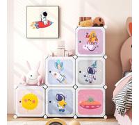 RELAX4LIFE Armadio Modulare a 8/12 Cubi per Bambini con 2 Barre Appendiabiti, 8/12 Ante, Mobile Salvaspazio per Cameretta e Asilo Nido, Portata di Ogni Cubo 10 KG (Blanco,Universo-8 Cubos)