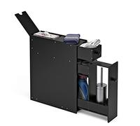 RELAX4LIFE Armario Baño Estrecho de MDF con 2 Cajones y 1 Compartimento para Papel Higiénico, Mueble Baño con Pies Antideslizantes, Mueble Auxiliar para Cocina y Salón, 48x16x58cm (Negro)