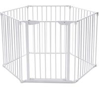 RELAX4LIFE Barrera de Seguridad 6 Piezas para Niños, Rejilla de Protección de Metal para Chimenea, Puerta y Escalera, Valla de Seguridad Plegable para Niños y Mascotas, 74,5 x 380 cm, Blanco