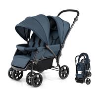 RELAX4LIFE Carrito Bebe con 2 Asientos y Cinturón de Seguridad de 5 Puntos, Carro Bebe con Respaldo y Reposapiés Ajustables, Silla de Paseo Gemelar para Niños 6-36 Meses (Gris)