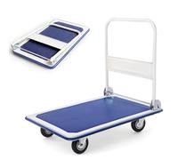 RELAX4LIFE Carro de transporte plegable de hierro carga máxima 300 kg con bandeja antideslizante, carro plegable con 4 ruedas de PU, 60 x 90 x 88 cm para movimiento logístico transporte