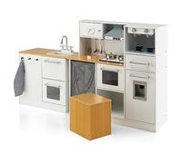 RELAX4LIFE Cocina Juguete para Niños, Cocinita Infantil con Sonidos y Luces Realistas, Cocinita de Madera Infantil con Fregadero, Estufas, Microondas, Lavadora para Niños 3+ Años (Súper Lujosa)