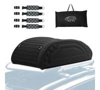 RELAX4LIFE Cofre Techo Coche Plegable 400L con 4 Correas Seguras y 4 Asas Robustas, Baul Coche Techo Impermeable con Bolsa Portaequipajes para Jeeps, Todoterrenos con/sin Portaequipajes, Negro