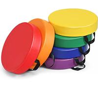 RELAX4LIFE Cojín Suelo de 6 Piezas con Asa, Funda Impermeable de PU y Cremallera Oculta para Niños, Cojín de Suelo Apilable de 8cm de Grosor para Niños y Adultos (Redondo, Colorido)
