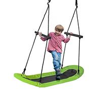 RELAX4LIFE Columpio Nido con Altura Regulable 100-160cm, Columpio Exterior con Reposabrazos y Marco de Acero para Niños y Adultos, Columpio Jardín con 4 Lazos, Carga 150kg (Verde)