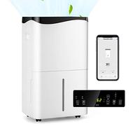 RELAX4LIFE Deshumidificador WiFi 50L/24H para 100㎡ con Tanque de Agua 5L, Deshumidificador Eléctrico con Función Secadora de Ropa, Ventilación de 2 Velocidades y Temporizador 1-12H, Blanco