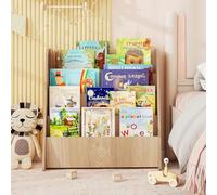 RELAX4LIFE Estantería Libros Infantil con 4 Estantes, Revistero de Madera, Mueble Estantería para Habitación Infantil y Guardería, Almacenaje Juguetes, Organizador Juguetes, 57,5x26,5x59cm (Natural)