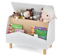 RELAX4LIFE Estantería para juguetes de madera para niños, estantería bonita y moderna, caja de juguetes para niños, apta para casa y escuela (verde) (blanco)