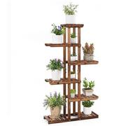 RELAX4LIFE Estantería para Plantas de Madera de Abeto de 6 Niveles, Soporte para Plantas para Salón, Balcón y Jardín, Estantería Decorativa, Carga 60kg, 75x25x140cm, Marrón