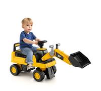 RELAX4LIFE Excavadora Correpasillos con Licencia Caterpillar, Brazo Ajustable, Volante, Bocina y Almacenamiento Oculto, Excavadora Juguete de PP para Niños 1-3 Años, Carga 25kg (Bulldozer)