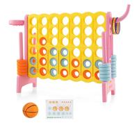 RELAX4LIFE Forza 4 - Juego gigante para niños y adultos, para exterior e interior, (84 x 33 x 74 cm, con cesta, bola, 5 anillos, pegatinas-B)