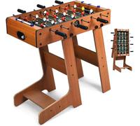 RELAX4LIFE Futbolín Plegable de Madera con Patas, 6 Asas, 18 Jugadores, 2 Balones y 2 Marcadores, Futbolín para Niños y Adultos, Juegos de Mesa para Dormitorio, Bar, Salón, Fiestas, 36x69x71cm