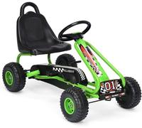 RELAX4LIFE Go Kart para Niños Con Freno de Mano y Asiento Ajustable, Coche de Pedales Con Ruedas Antideslizantes, 3-6 Años, Regalo, Carga 30kg (Verde)