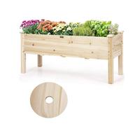 RELAX4LIFE Huerto Urbano terraza 120x43,5x51cm de Madera de Abeto, Jardinera con 5 Agujeros Drenaje para Hierbas, Tomates, Verduras, Frutas, Mesa de Cultivo para Adultos/Niños, Carga 100kg (Natural)