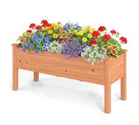 RELAX4LIFE Huerto Urbano terraza 120x43,5x51cm de Madera de Abeto, Jardinera con 5 Agujeros Drenaje para Hierbas, Tomates, Verduras, Frutas, Mesa de Cultivo para Adultos/Niños, Carga 100kg (Naranja)