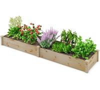 RELAX4LIFE Huerto Urbano Terraza de Madera de Abeto Sin Fondo, Jardinera Exterior Grande para Verduras, Flores y Frutas, Macetero para Patio, Jardín y Césped, 240 x 60 x 25 cm (Natural)