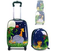 RELAX4LIFE Juego de 2 Maletas para Niños con 4 Ruedas Giratorias 360°, Maleta de Viaje Infantil con Mango Ajustable, Doble Cremallera y Película de PC, Regalo para Niños (Modelo 1)