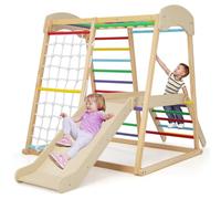 RELAX4LIFE Juego de escalada multifunción, parque infantil de madera maciza con tobogán, centro de actividades de interior, para niños de 1 a 5 años (205 x 112 x 120 cm, colorido)