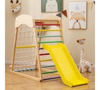 RELAX4LIFE Juego de Escalada Niños Multifunción, Parque Infantil de Madera Maciza con Rampa Deslizante, Centro de Actividades Interior y Exterior para Niños 1-5 Años (67 x 105 x 113 cm, Colorido)