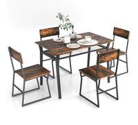 RELAX4LIFE Juego de Mesa de Comedor 5 Piezas, Mesa de Comedor con 4 sillas y Estructura de Metal, Mesa de Cocina con Estante Inferior para Cocina, Comedor, cafetería (marrón Vintage)