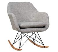 RELAX4LIFE Mecedora, sillón balancín con cojín extraíble, sillón relax de madera de haya, silla oscilante para salón y dormitorio, soporta hasta 120 kg, color gris