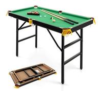 RELAX4LIFE Mesa de Billar Plegable con Accesorios, Mesa de Juego Portátil para Niños y Adultos con Tacos, Tizas de Taco, Bolas, Triángulo y Cepillo, Almacenamiento Que Ahorra Espacio (Verde)