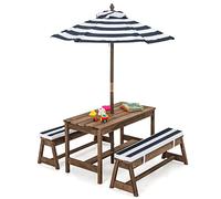 RELAX4LIFE Mesa de picnic con bancos y sombrilla para niños, mesa con sillas de 4 plazas (modelo 9)