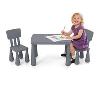 RELAX4LIFE Mesa infantil con 2 sillas de polipropileno no tóxico, montaje sin herramientas, carga de 50 kg, mesa: 54,5 x 76,5 x 49,5 cm, sillas con respaldo: 36 x 35 x 66,5 cm (gris)