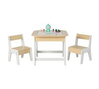 RELAX4LIFE Mesa infantil con 2 sillas, juego de mesas de actividad, mesa de dibujo para niños con mesa de apoyo de dos lados y contenedor oculto, juego de muebles de arte para niños