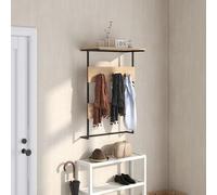 RELAX4LIFE Perchero de pared, perchero de entrada con barra para colgar, estante de almacenamiento, estructura de metal para baño, salón, dormitorio