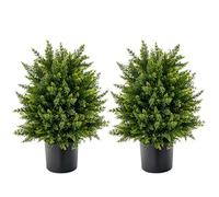 RELAX4LIFE Planta artificial de cedro 2 unidades, ciprés artificial de 54 cm, árbol artificial con maceta, árbol decorativo para interior y exterior, planta artificial en maceta para casa, jardín,