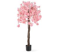 RELAX4LIFE Planta Artificial de Cerezo 170 cm con Flores de Color Degradado, Tronco de Madera y Maceta de Cemento, Cerezo Arbol para Hogar, Boda, Fiesta y Oficina (170 cm,Rosa,1)
