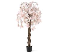 RELAX4LIFE Planta Artificial de Cerezo 170 cm con Flores de Color Degradado, Tronco de Madera y Maceta de Cemento, Cerezo Arbol para Hogar, Boda, Fiesta y Oficina (170 cm,Blanco,1)